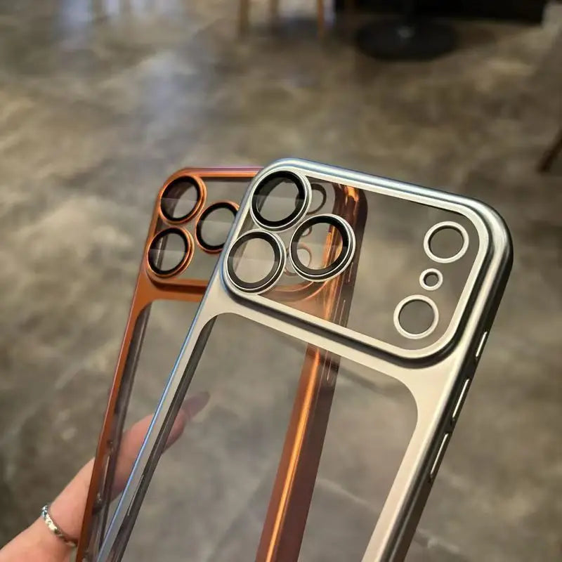 Frosted Translucent iPhone Case – Metal Frame & Camera Lens Protector for iPhone 13–17