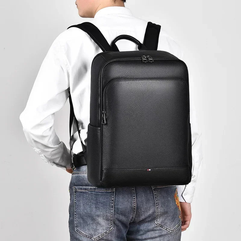 Genuine Leather Men's Backpack – 15.6 Inch Laptop Bag