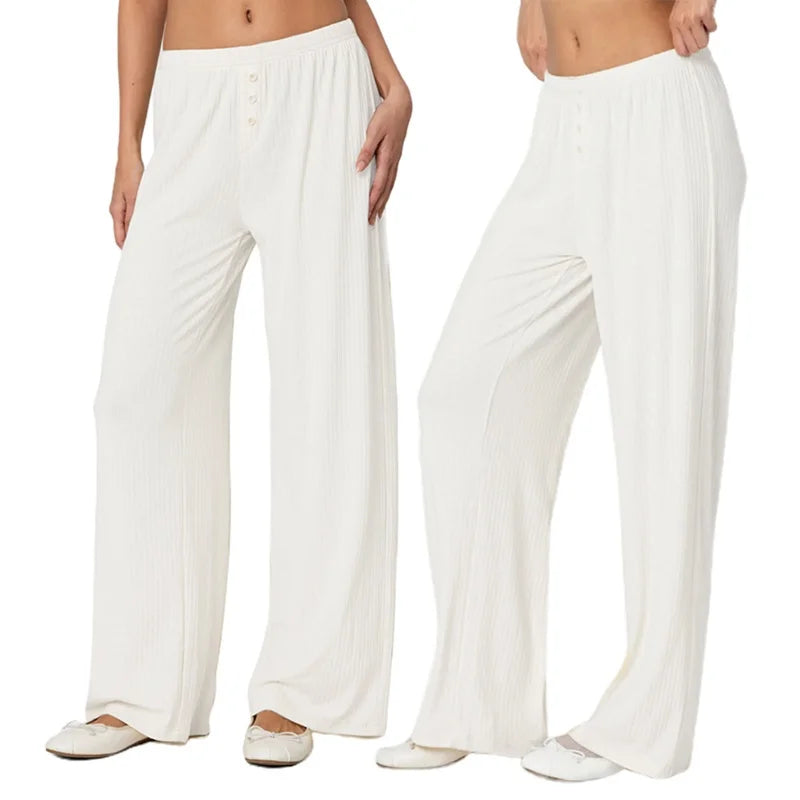 Women's Plaid Baggy Pants Elastic Waist Drawstring Lounge Trousers