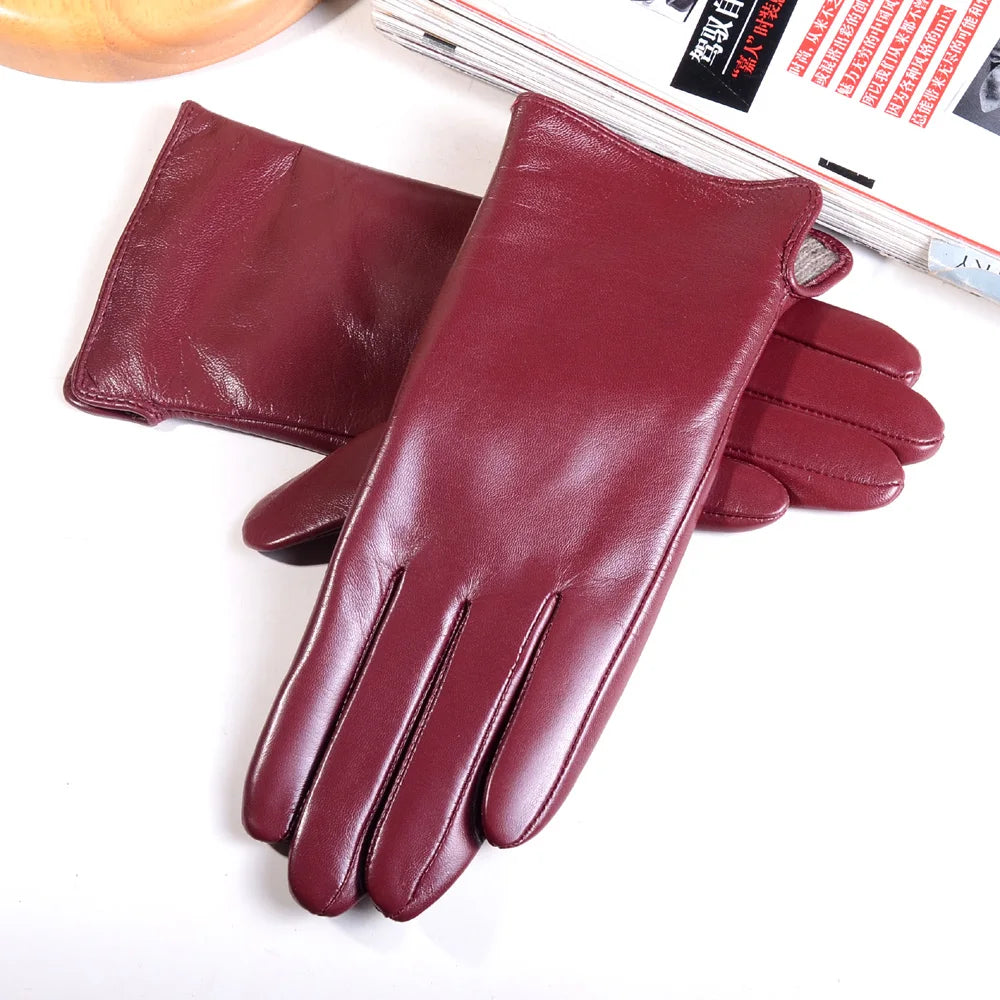 Women's Leather Wool-Lined Touchscreen Riding Gloves