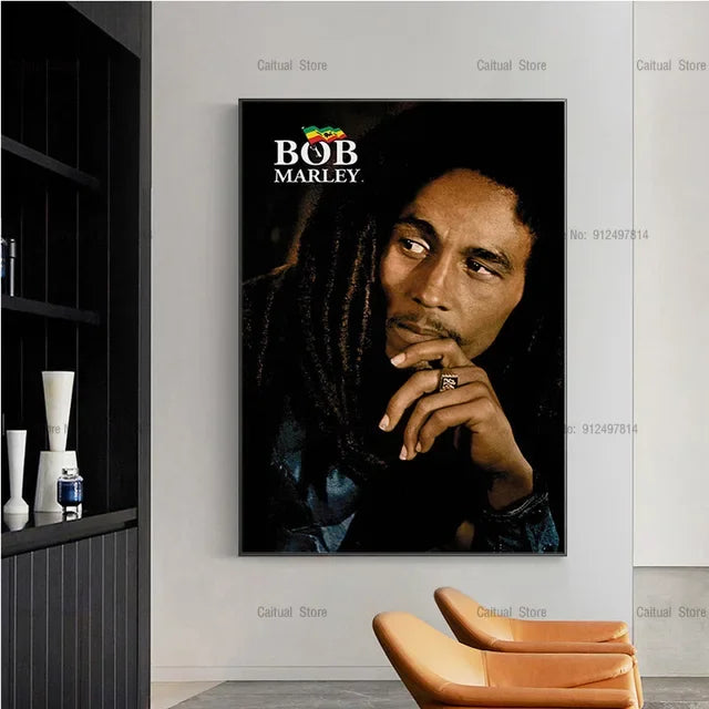 Bob Marley Black & White Canvas Wall Art Print – Music Legend Poster