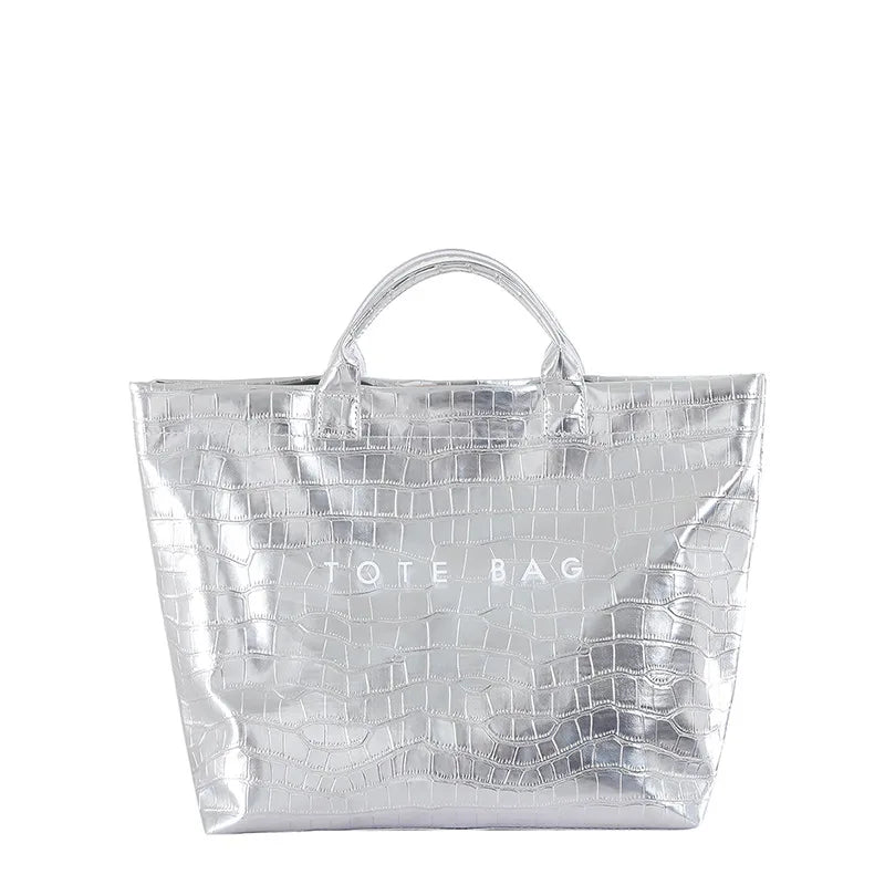 Crocodile Texture Tote Bag Pvc Kraft Paper Large Capacity Luxury Hobo Handbag