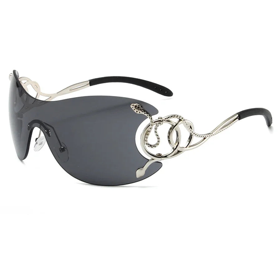 Y2K Rimless Sunglasses – Women's Gradient Wrap Shield