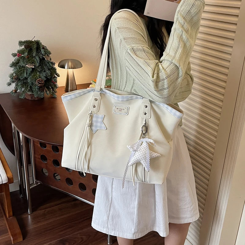 Large Canvas Tote Bag for Women – Korean Style Shoulder Bag