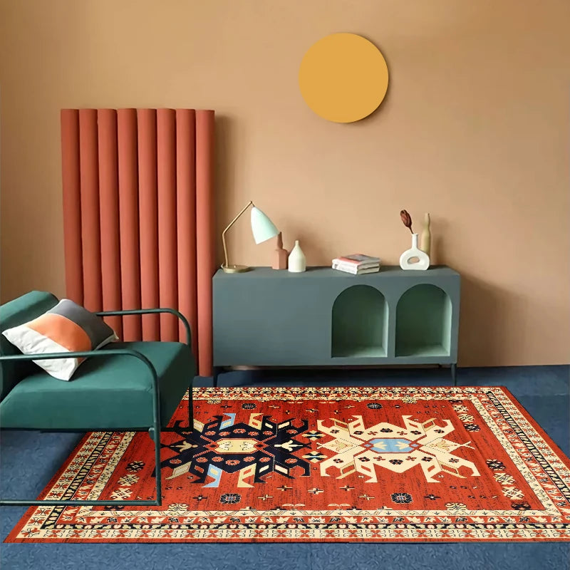Bohemian Area Rug – Soft Non-Slip Ethnic Style Carpet, Machine Washable