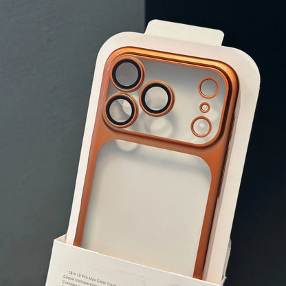 Luxury Matte Translucent iPhone Case with Electroplated Frame & Lens Protection