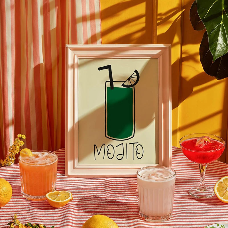 Cocktail & Drinks Wall Art Poster – Retro Minimalist Bar Print