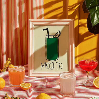 Cocktail & Drinks Wall Art Poster – Retro Minimalist Bar Print
