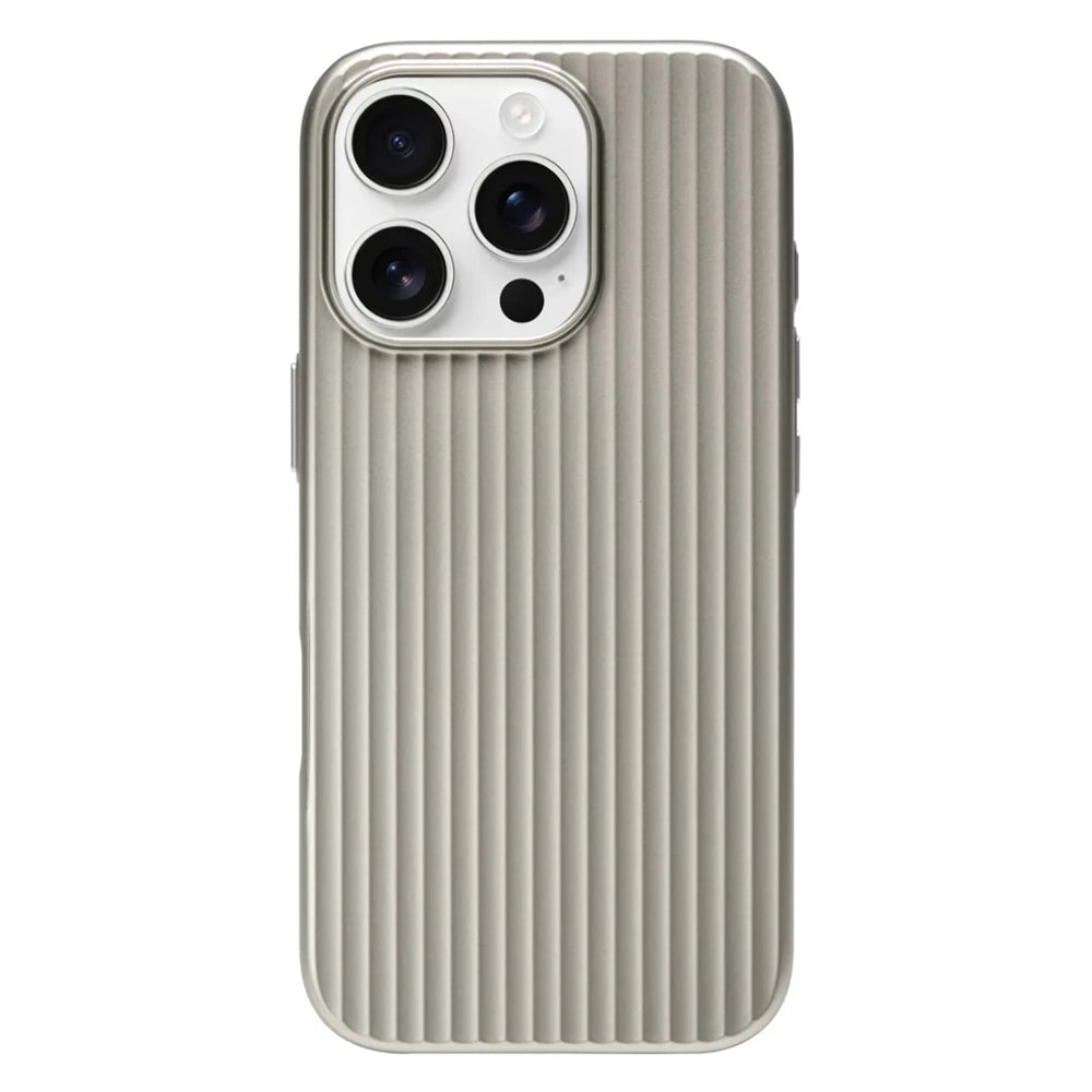 MagSafe Ribbed Stripe iPhone Case for 17 16 15 14 Pro Max – Matte Metal Finish