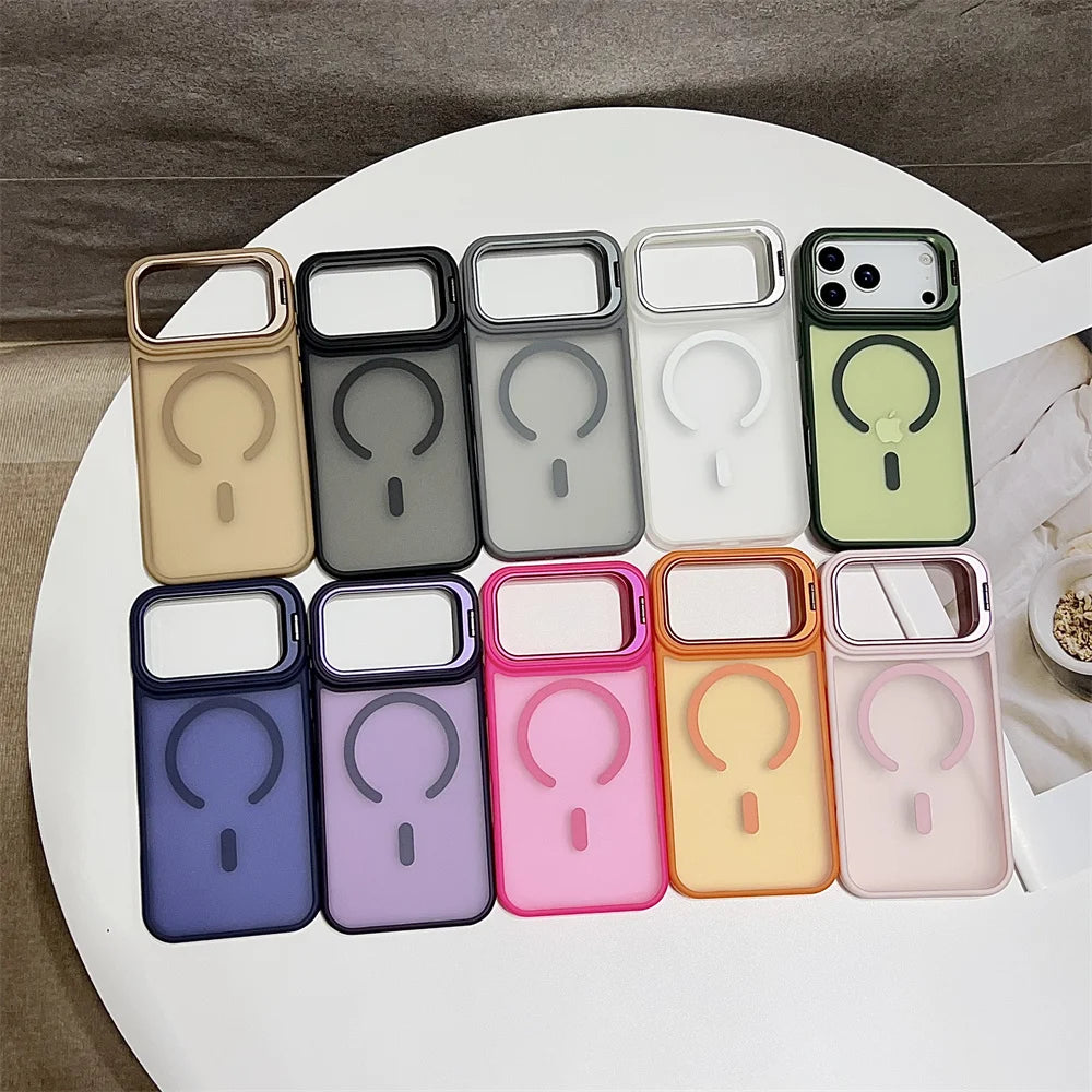 MagSafe Matte iPhone Case with Flip Camera Stand & Holder