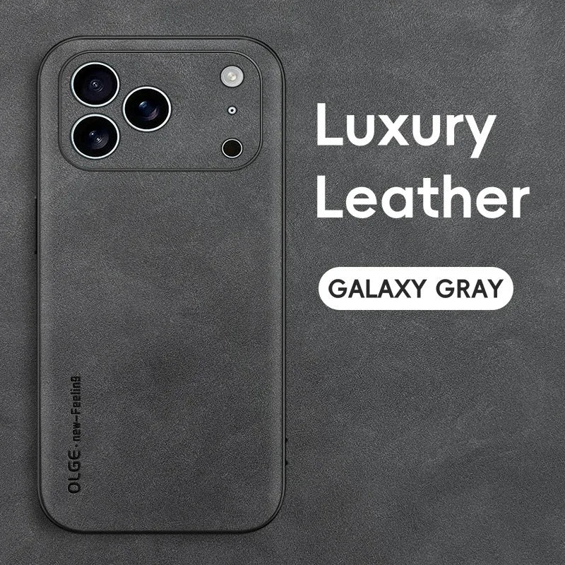 Luxury Leather iPhone Case – Sheepskin Matte Shockproof Cover
