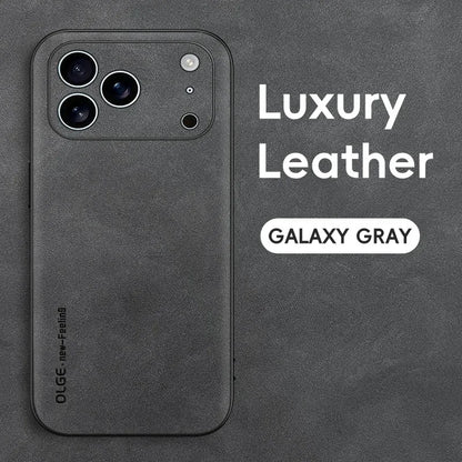 Luxury Leather iPhone Case – Sheepskin Matte Shockproof Cover
