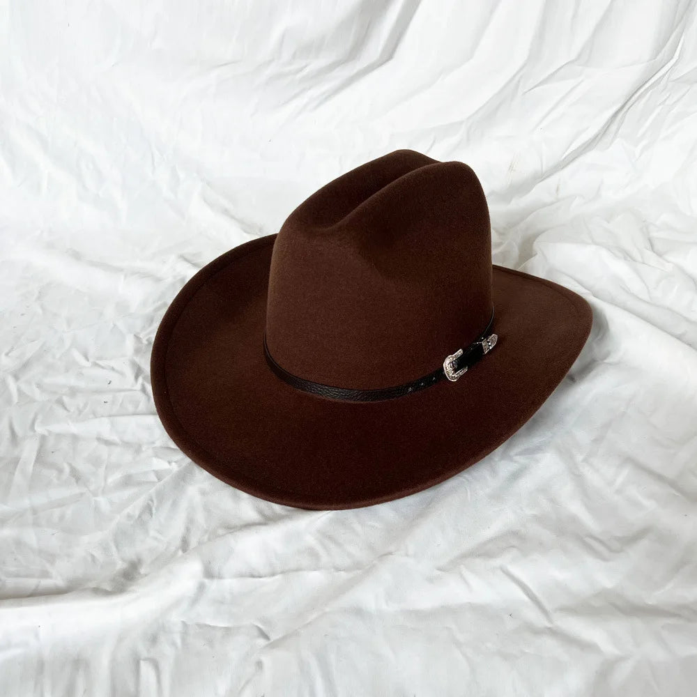 Wide Brim Cowboy Hat – Vintage Western Jazz Hat for Men & Women