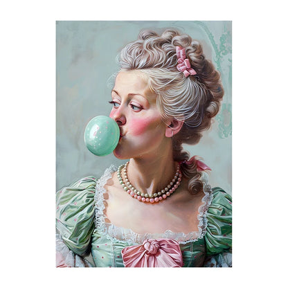Bubble Gum Baroque Portrait Wall Art Poster – Vintage Altered Art Print