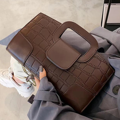 Vintage Crocodile Grain PU Leather Evening Bag