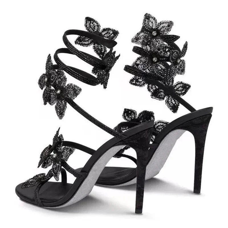 Crystal Butterfly Stiletto Sandals – Open Toe Ankle Strap Heels