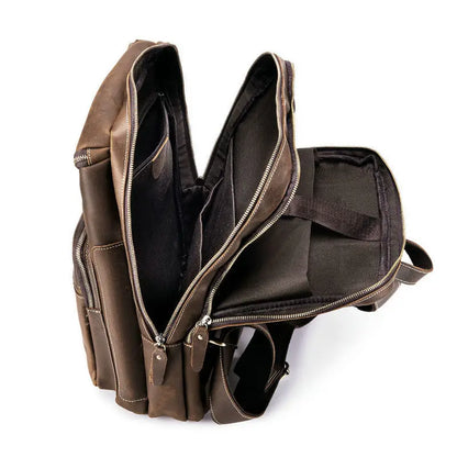 Genuine Leather Backpack – Men's Vintage 15.6" Laptop Bag