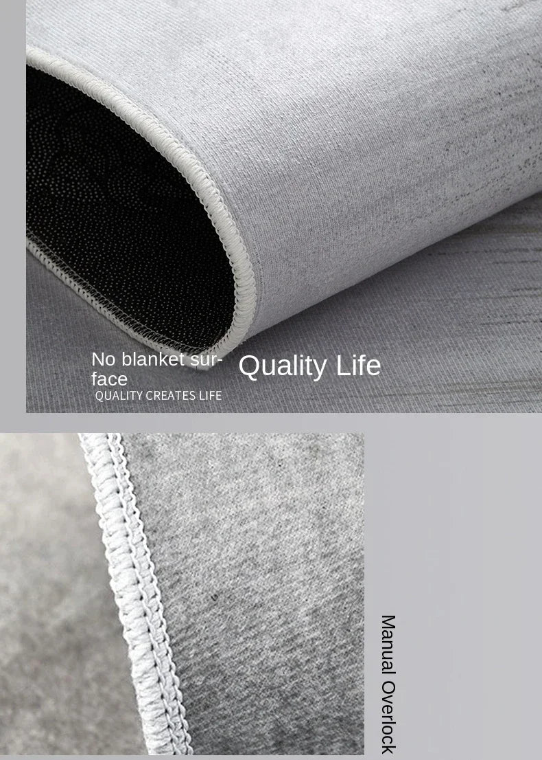 Modern Grey Area Rug – Soft Textured Carpet for Living Room & Bedroom