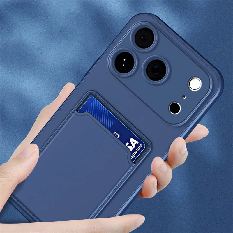 Silicone Card Holder iPhone Case – Wallet Slot Back Cover