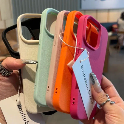 Candy Color Lichee Pattern Soft iPhone Case – iPhone 11 to 17 Series