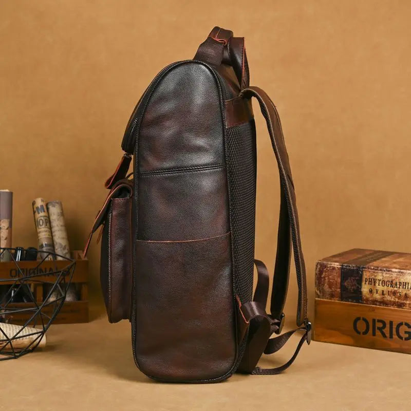 Vintage Cowhide Leather Backpack for Women | Retro Design