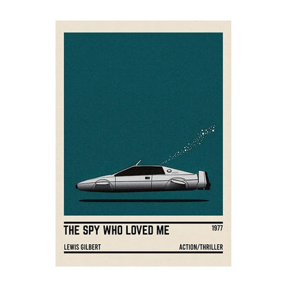 Movie Car Minimalist Poster Wall Art Print | Classic Film Decor
