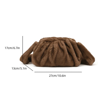 Winter Mink Fur Wrinkle Shoulder Crossbody Bags