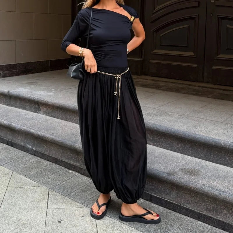 Balloon Harem Pants – Women's Loose Pleated Wide-Leg Trousers