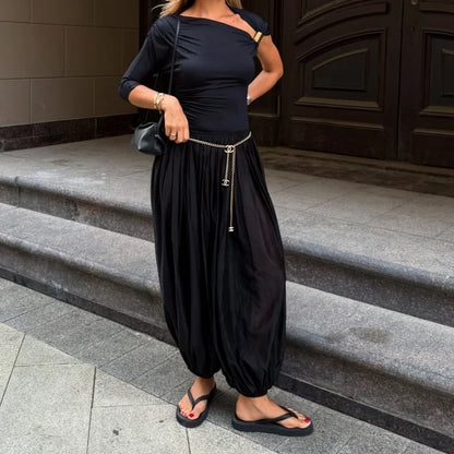 Balloon Harem Pants – Women's Loose Pleated Wide-Leg Trousers