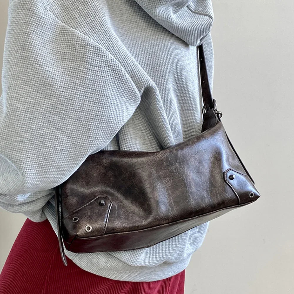 Pu Leather Retro Women's Underarm Bag Cool Y2k Girls Vintage