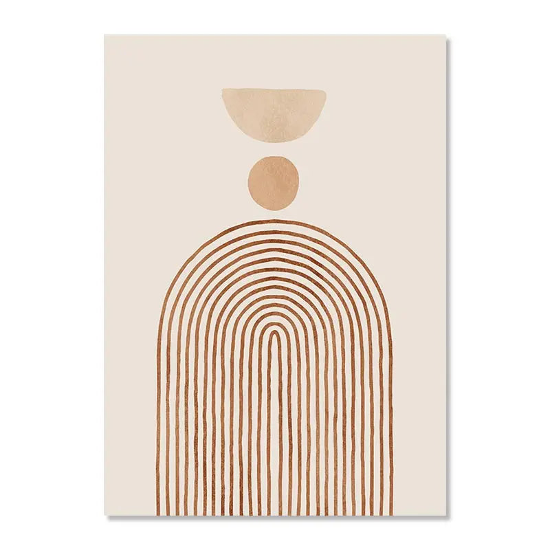 Boho Abstract Geometric Canvas Wall Art Print – Terracotta Beige Decor