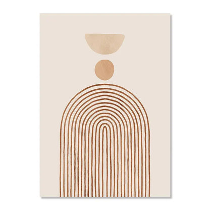 Boho Abstract Geometric Canvas Wall Art Print – Terracotta Beige Decor
