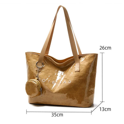 PVC Kraft Paper Tote Bag with Matching Purse
