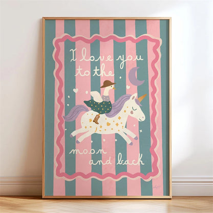 Boho Kids Wall Art Poster – Unicorn Motivational Print for Nursery & Girls Room