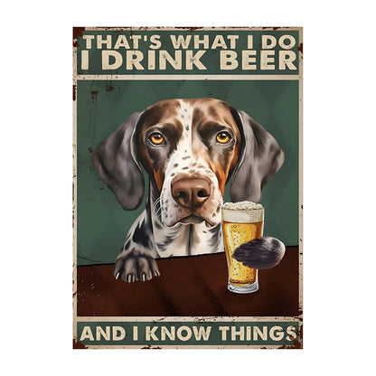 Funny Dog Beer Poster – That's What I Do I Drink Beer Wall Art