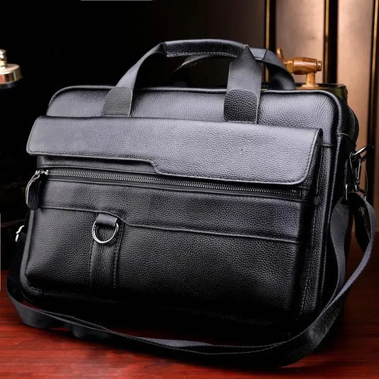 Genuine Leather Men's Briefcase – Laptop Messenger Shoulder Bag