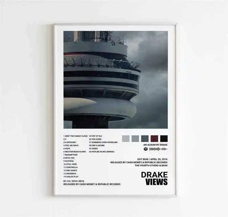 Drake Album Tracklist Poster – Hip Hop Music Wall Art