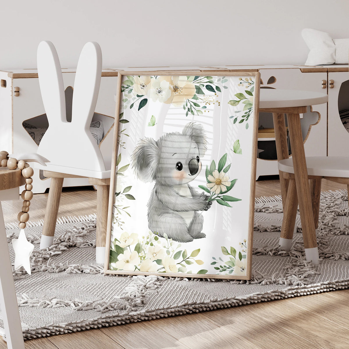 Koala Wall Art Print – Cute Cartoon Nursery Poster for Kids Room