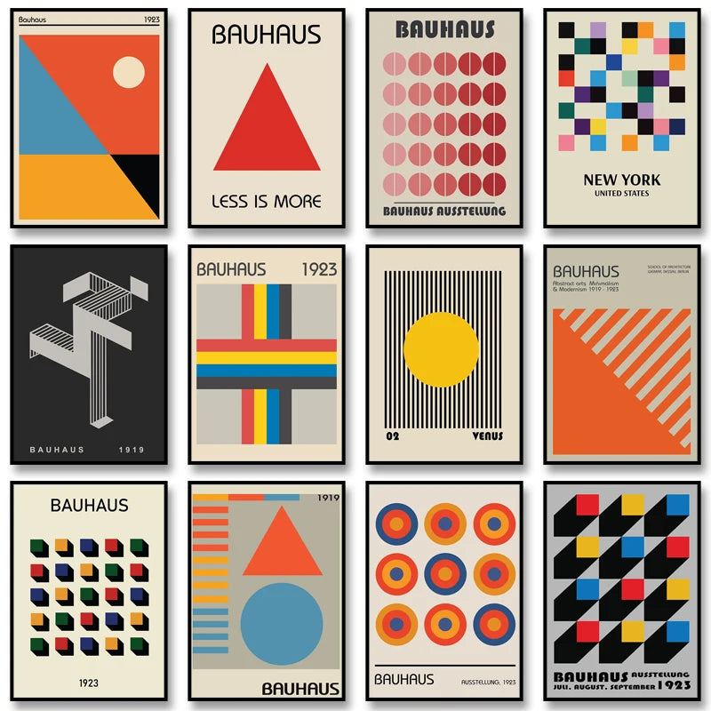 Bauhaus Geometric Abstract Art Poster – Minimalist Wall Print