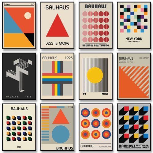 Bauhaus Geometric Abstract Art Poster – Minimalist Wall Print