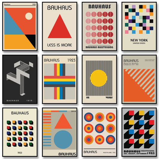 Bauhaus Geometric Abstract Art Poster – Minimalist Wall Print