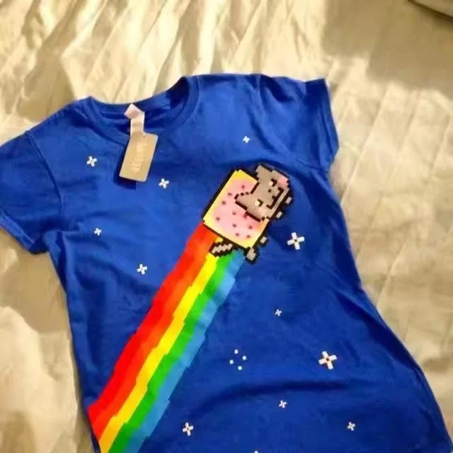 Nyan Cat Graphic T-Shirt – Funny Meme Streetwear Tee