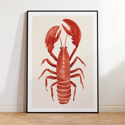 Red Lobster Wall Art Print – Watercolor Coastal Poster