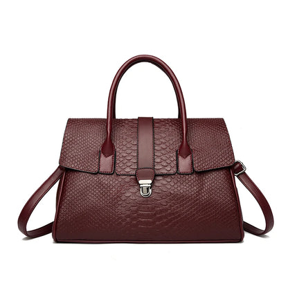 Top Quality Large Handbag with Snake Pattern Leather Bags