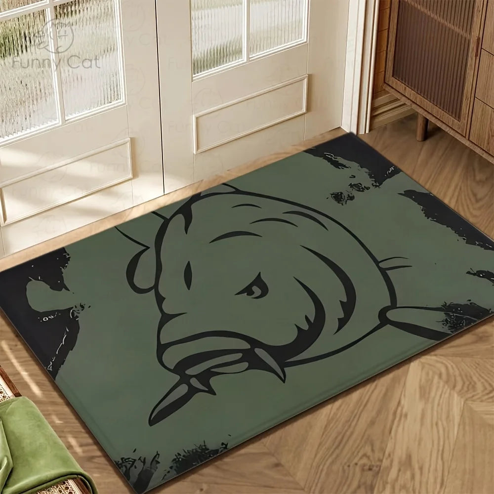 Salmon Fish Pattern Door Mat for Fishing Enthusiasts