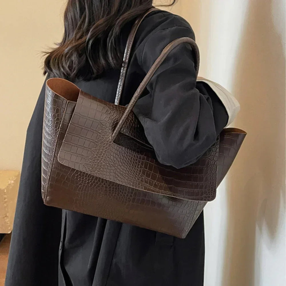 Luxury Crocodile Pattern Women Handbag With Short Handle