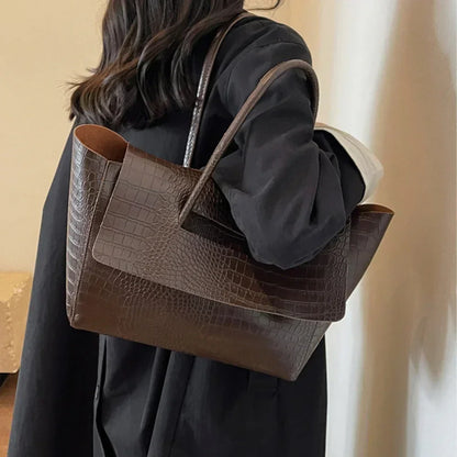 Luxury Crocodile Pattern Women Handbag With Short Handle