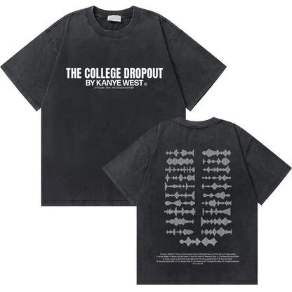 College Dropout Bear Graphic T-Shirt – Washed Vintage Streetwear Tee