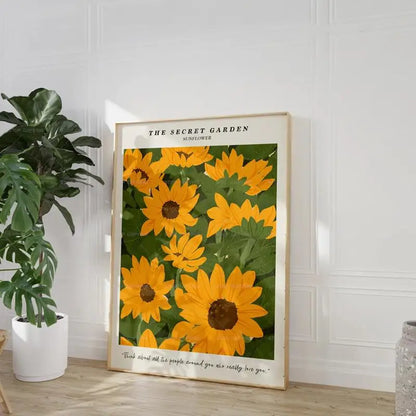 Cat & Sunflower Wall Art Poster – The Secret Garden Print