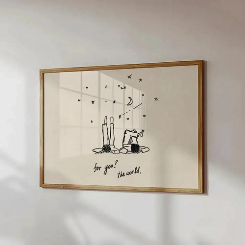 Minimalist Couple Wall Art Print – For You The World Poster